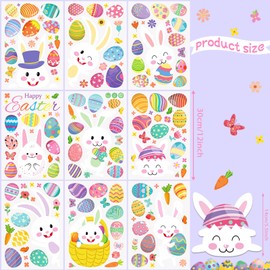 BOARDFEB Easter Window Stickers,Easter Bunny Egg Window Decals for Window Bedroom Balcony Glass Door Party Background Electrostatic Spring Easter Window Clings (9 Sheets 184Pcs)