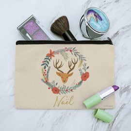 GRAPHICS & MORE Christmas Noel Deer in Wreath Makeup Cosmetic Bag Organizer Pouch