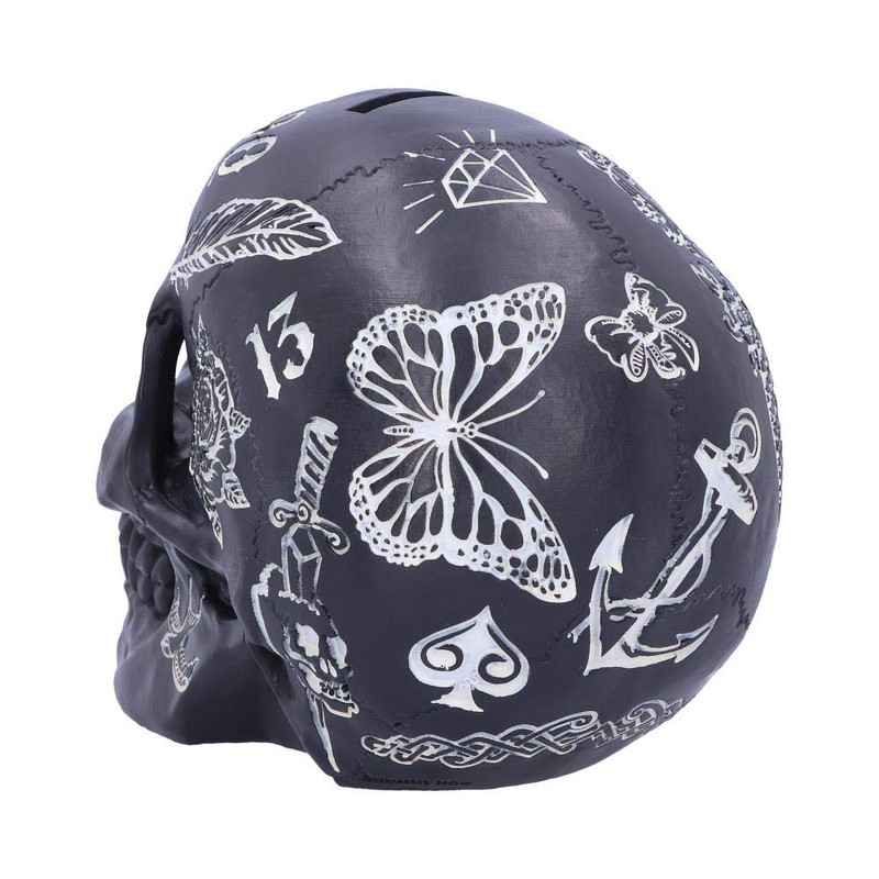 Nemesis Now Black and White Traditional Tribal Tattoo Fund Skull