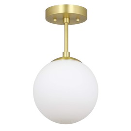 XiNBEi Lighting Semi Flush Light 1 Light Semi Flush Mount Ceiling Light, Globe Ceiling Light Satin Brass Finish for Living & Dinning Room XB-SF1211-SB