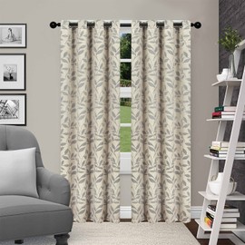 SUPERIOR Leaves Set of 2 Blackout Panel Curtains 52 x 63-Ivory