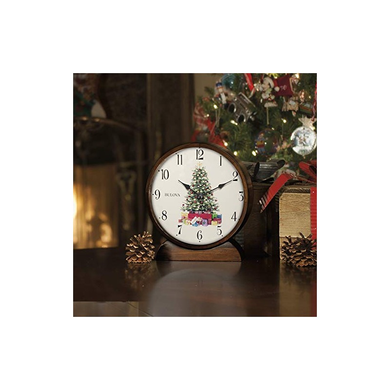 Bulova B1866 Holiday Sounds Mantel Clock, Walnut Stain 9.5 x