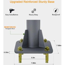 TRAYIU Sun Shade Sail Pole 10ft - 1 Pack 3" Diameter Outdoor Sunshade Sail Post Support Awning Canopy Heavy Duty Metal Pole Kit for Patio Garden Deck Playground Backyard