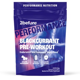 2before Blackcurrant I All Natural Vegan Pre Workout, Caffeine Free I Clean Energy, Endurance, Recovery I Pre Workout Women and Men I 20 Servings Pouch I Informed Sports Certified