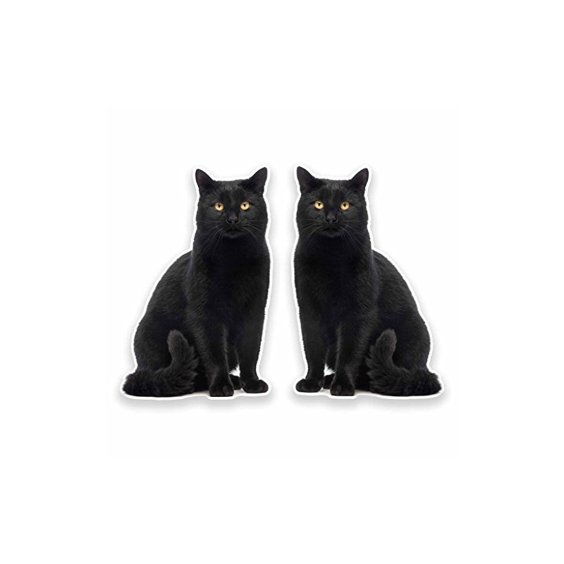 2 x 10cm/100mm Black Cat Window Cling Sticker Car Van