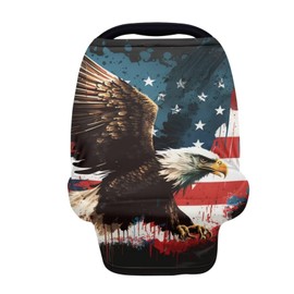 ZFRXIGN Bald Eagle Nursing Cover Breastfeeding Covers American Flag Shopping Cart Cover for Girls Boys Stretchy Infant Carseat Canopy, Shopping Cart Covers
