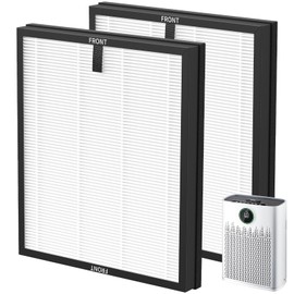 HAP603 Replacement Filter Compatible With ECOSELF HAP603 & HAP603WF Air Purifier, 3-Stage Hepa Air Filter with Activated Carbon for Home Office, # RFHAP603, 2 Pack, White