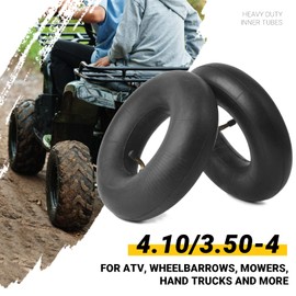 4.10/3.50-4 Heavy Duty Replacement Inner Tube with TR-87 Bent Valve Stem (2-Pack) - for Wheelbarrows, Mowers, Hand Trucks and More 3.50-4 Tire