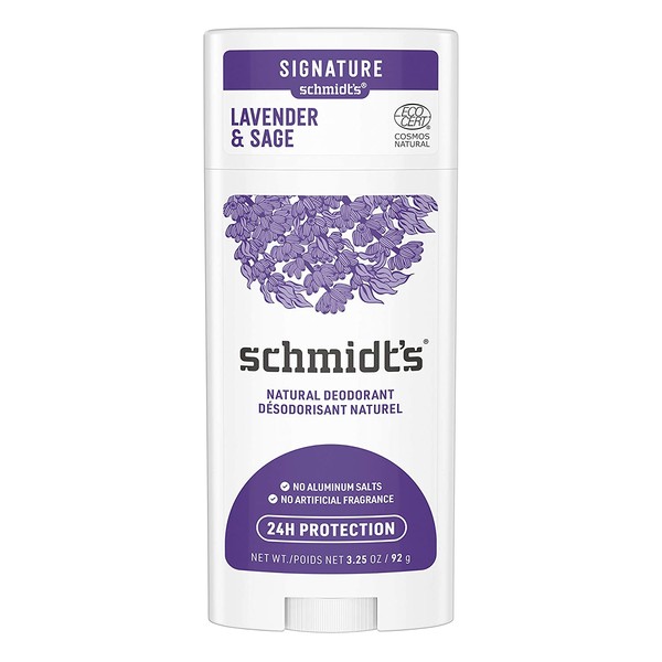 Schmidt's Aluminum Free Natural Deodorant for Women and Men, Lavender & Sage with 24 Hour Odor Protection, Certified Natural, Vegan, Cruelty Free 3.25 oz