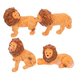 CAXUSD Realistic Lion Figurines Set 4pc Miniature Lion Guards Toys for Outdoor Decor