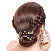 PAGOW 2 Pcs Leaf Hair Combs, Gold Rhinestone Hair Comb