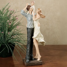 Touch of Class Treasured Family Moments Handpainted Tabletop Figurine Ivory, Gray and Black 7.5" Wx4.5 Dx18 H