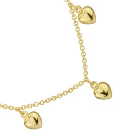 Vanbelle 18K Gold Plated Jewelry - Dangling Multi Hearts Charm Bracelet - Beautifully handcrafted for Women - 7" long + 1" extender