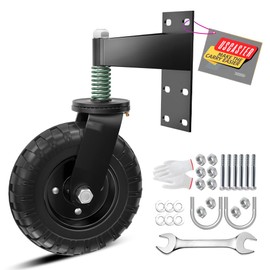 Uscaster 1pack 6inch Fence Gate Wheel,for Metal Tube Gate, 360 Degree Rotation,Spring Loaded,with Screws & Screwdriver（All Black）