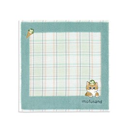 Towel Museum mofusand Ice Cream Nyan, Towel Handkerchief, Green, Cute, Gauze Pile, 43-0210080, Approx. 9.8 x 9.8 inches (25 x 25 cm)