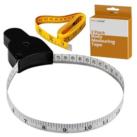 2 unidades de cinta métrica corporal, mide 150 cm con pasador de bloqueo y botón de retracción negro, cinta métrica amarilla y blanca, medición precis