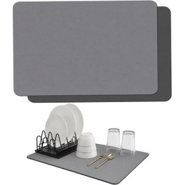 2PCS Tapete De Secado De Platos Para Encimera De Cocina, Tapete Absorbente para Cocina, Impermeable, Resistente al calor y fácil de limpiar, Adecuado Para Encimeras De Cocina, Máquinas De Café