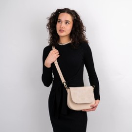 Expatrié Women's Small Shoulder Bag - Louise Medium - Modern Crossbody Bag Made of Vegan Leather - Bag for City Going Out - Adjustable Shoulder Strap, beige
