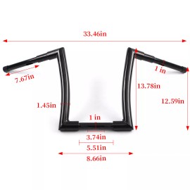 ZXMT 14" Meat hook Monkey Bar Handlebar 1-1/2" For Harley Softail DYNA Road Glide