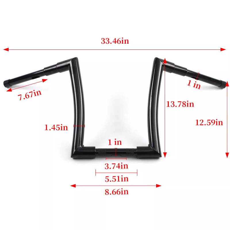 ZXMT 14" Meat hook Monkey Bar Handlebar 1-1/2" For Harley