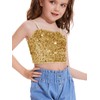 CharmWM Girls Sleeveless Tank Top Sequin Spaghetti Strap Crop Cami