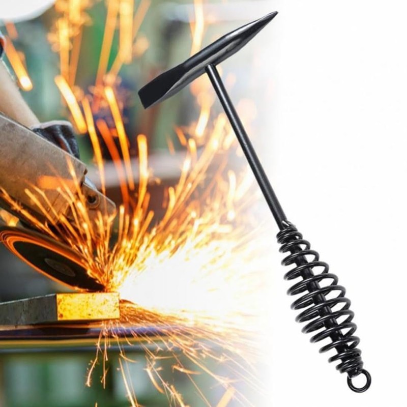 AIMALL Carbon Steel Welding Chipping Hammer with Spring Handle, Impact-Absorbing
