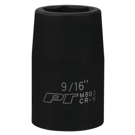 Performance Tool M803 1/2 Drive 9/16 6-Point Impact Socket for Heavy-Duty Use in Automotive and Industrial Applications