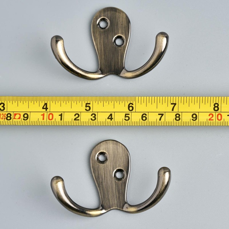 Decohooks Two Prong Robe Hook - Wide Design - Antique