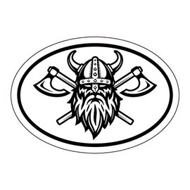 WickedGoodz Oval Viking Warrior Decal - Norse Bumper Sticker - Scandinavian Sticker