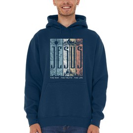 shop4ever Jesus The Way The Life The Truth Hoodie Sweatshirts X-Large Navy