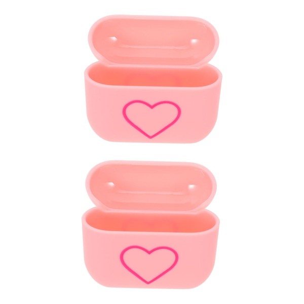 Operitacx 2pcs Heart Pattern Wireless Earphone Cover for Stylish Lightweight