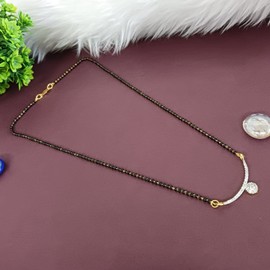 Efulgenz Mangalsutra Indian Jewelry Traditional Black Beaded Gold Plated CZ Pendant Necklace for Women