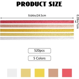 URROMA 520 Pcs Glitter Star Paper Strips, Yellow and Red Origami Stars Paper Strips Crafts Folding Lucky Strips for Crafts Folding School Teaching DIY Arts Projects Crafting Supplies