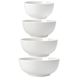 ALLUSEIT Serving Bowls, 64-45-27-22 oz Nesting Bowl Set for Entertaining, White Ceramic Prep Bowls for Salad Pasta Dessert Cereal Ice Cream Soup Fruit Microwave & Dishwasher Safe