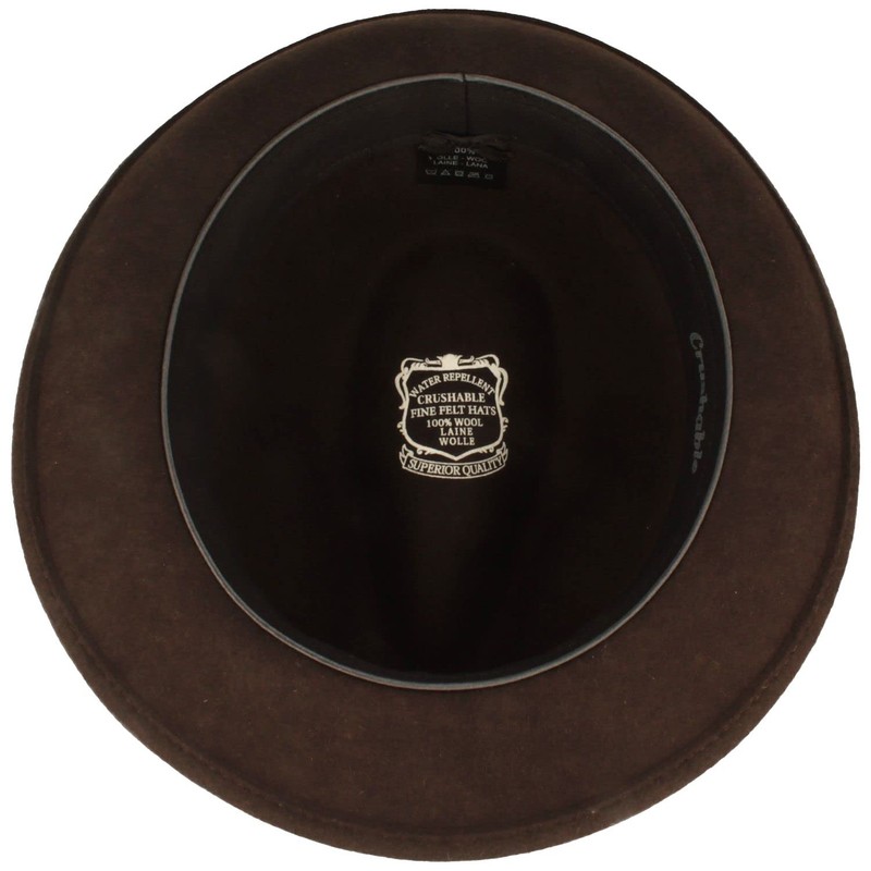 Breiter Trilby Crushable Felt Hat Narrow Brim Wool Felt, brown