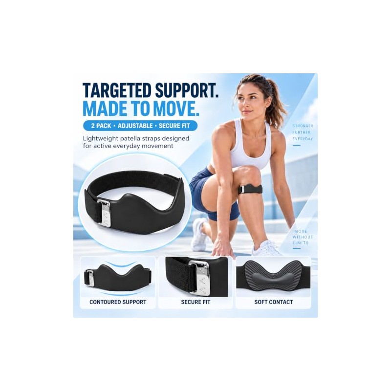 Precision Knee Strap 2 pack, Patella Knee Brace, Adjustable Knee