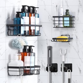 Shower Caddy 6 Pack,Crocrogo Adhesive Shower Organizer for Bathroom Storage&Home Decor&Kitchen,No Drilling,Large Capacity,Rustproof Stainless Steel Bathroom Organizer,Shower Shelves for Inside Shower