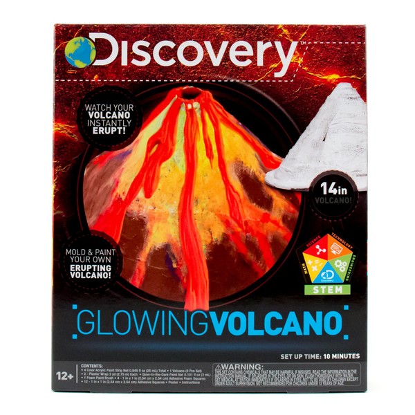 Discovery Kids Build & Color Your Own Glowing Volcano by Horizon Group USA, Great Stem Science Kit, Perform Science Fair Experiments with DIY Fizzy & Lava Eruptions 14 inches