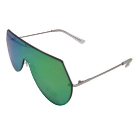 Komonee Rimless Shield Sunglasses Silver Frame Iridescent Lens Tint Glasses Designer Mens Womens Unisex UV400 Protection Classic Retro Shades