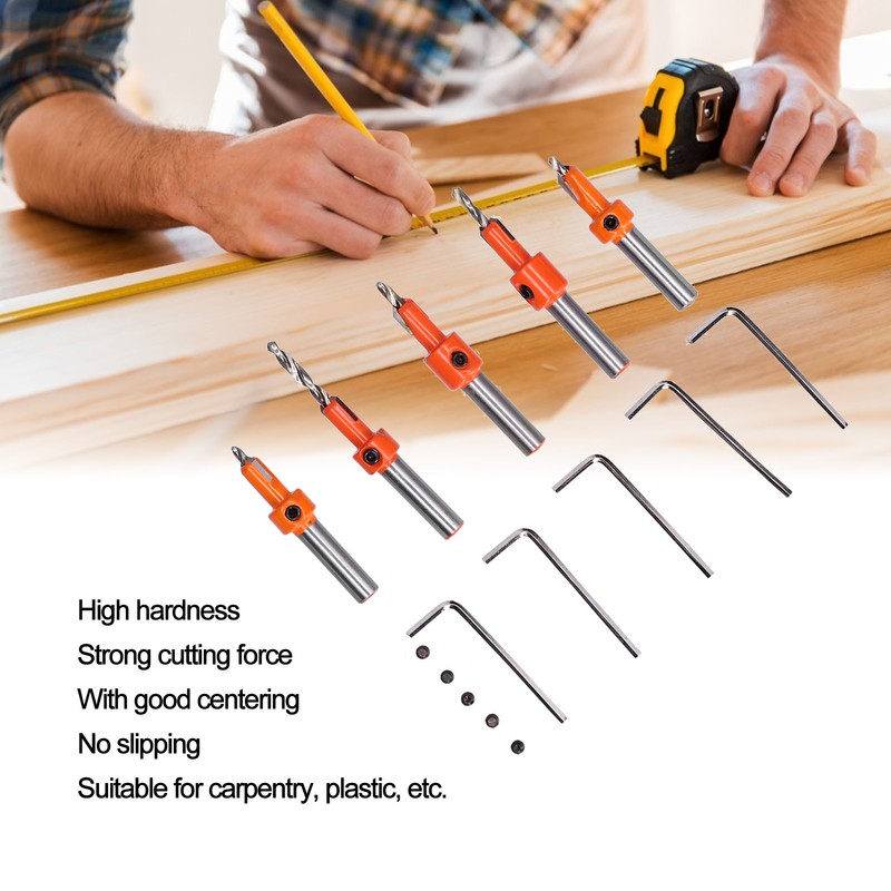5Pcs Countersink Drill Bit Set High Hardness Strong Cutting Force
