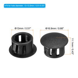 PATIKIL Hole Plugs Plastic, 100 Pcs 13mm(1/2") Screw Bumper Hole Plug Flush Snap Type Round Hole Cover Caps for Round Holes Cabinet Furniture Kitchen, Black