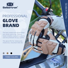 Seibertron SPS-1 Unisex Touchscreen Road Racing Motorcycle MTB Sports Gloves Also fit BMX MX ATV Mountain Bike Bicycle Cycling Off-Road/Dirt Bike Motocross etc Full Finger Adult Khaki L