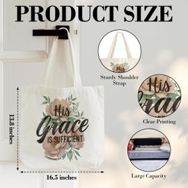 HMJKL Christian Tote Bags for Women, Floral Canvas Tote Bag, Bible Verse Gifts, Birthday Christmas Graduation Gifts for Family Friends, Religious Shoulder Bag for Work Shopping Travel Holiday, a54