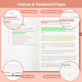 B5 Lined Journal Notebook, 370 Numbered Pages Thick Leather Journal for Writing, College Ruled Hardcover Notebook for Work,School with 100gsm Paper, Writing Journal for Women, Men (7.6" x 10.3" Pink)