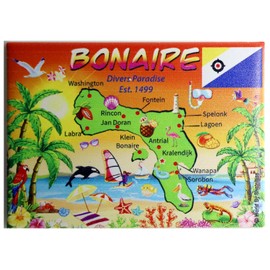 Bonaire Map Caribbean Fridge Collector's Souvenir Magnet 2.5" X 3.5"