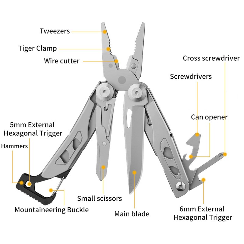 Multitool Pliers and Scissors, 13 in 1 Stainless Steel Portable