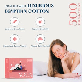 XOOX Linen 100% Cotton Twin XL Sheet Sets - 500 Thread Count Twin XL Sheets Cotton, Extra Soft, Sateen Weave, Cooling Deep Pocket Bed Sheet for Dorm Room, Luxury Hotel Quality Bedding (3 PC, Blush)