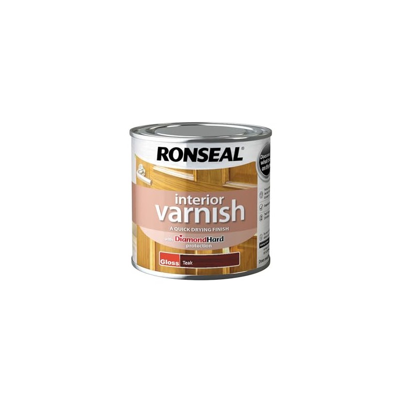Ronseal RSLINGTE250 250ml Quick Dry Gloss Interior Varnish - Teak