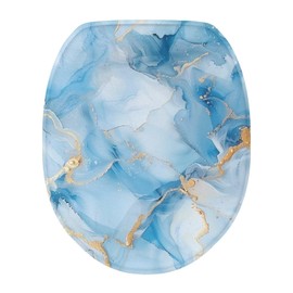 Blue Marble Toilet Lid Covers - Polyester Fabric Bathroom Seat Covers - Elastic Bottom - Soft and Breathable - Universal for Most Toilet Bowl Lids