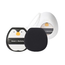 Momo's Workshop Cute Soft Makeup Puff Foundation Makeup Sponge Quick Application Large Area Storage Case + 2p Black